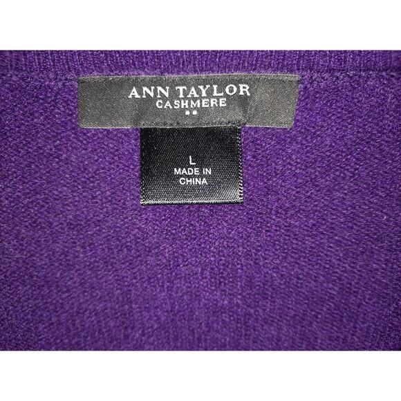 Ann Taylor Cashmere Purple V Neck Sweater Size Large - Picture 4 of 5